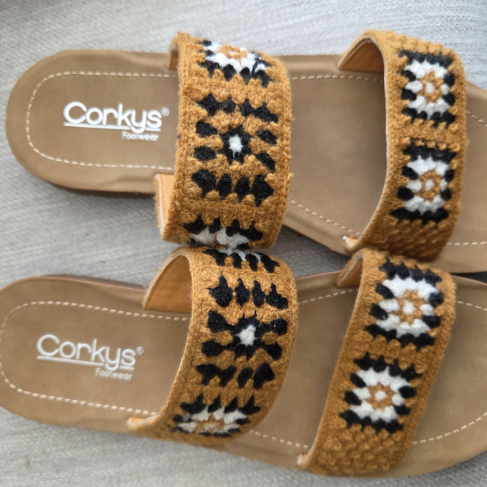 Corkys Tan and Black Sandals